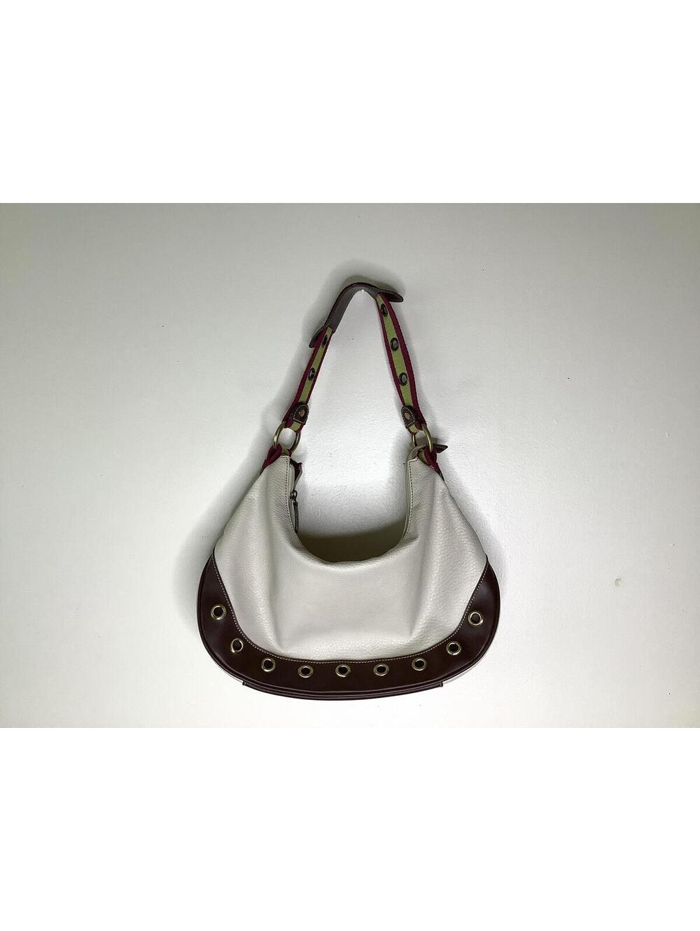 < Vintage 90’s Tommy Hilfiger White/Brown Grommet Detail Shoulder > - Picture 2 of 6